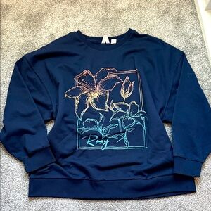 Roxy Navy Blue Floral Oversized Sweater